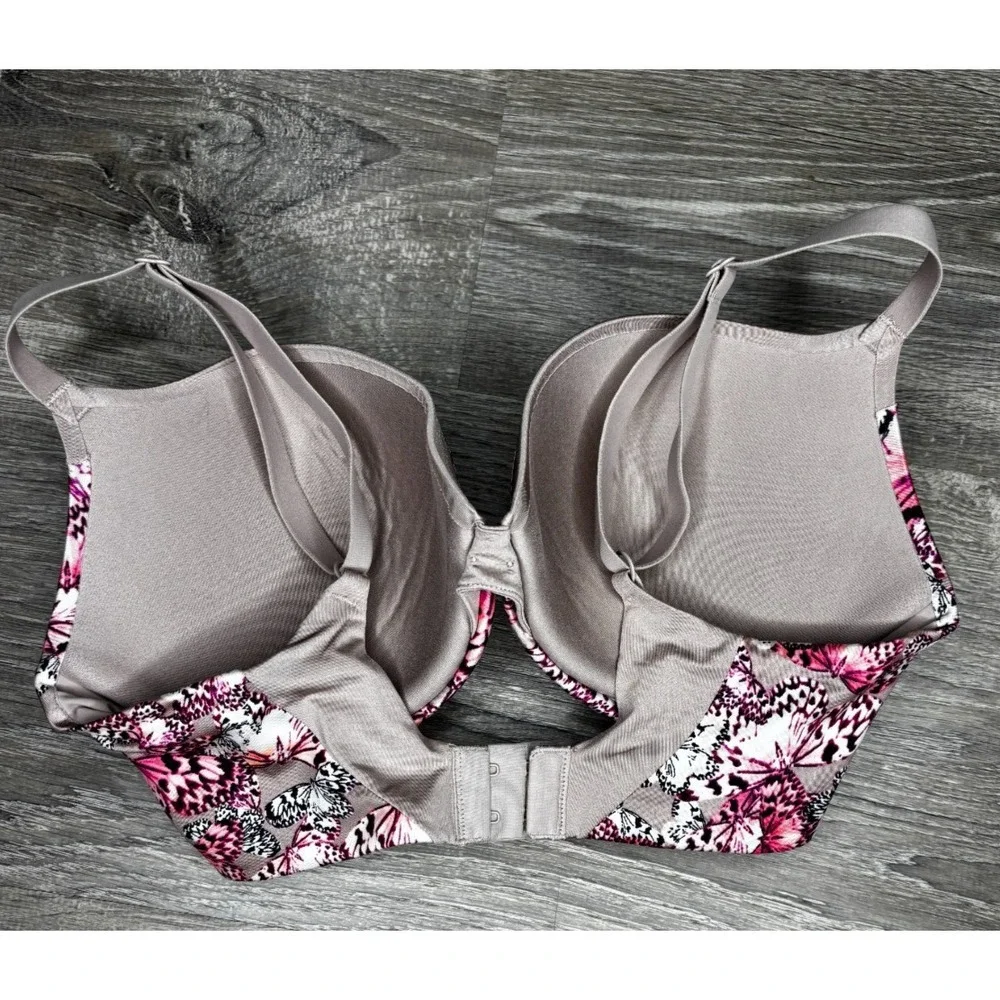 Victoria's Secret Push Up Pigeonnant Bra Tan Pink‎ Black Butterfly 34D